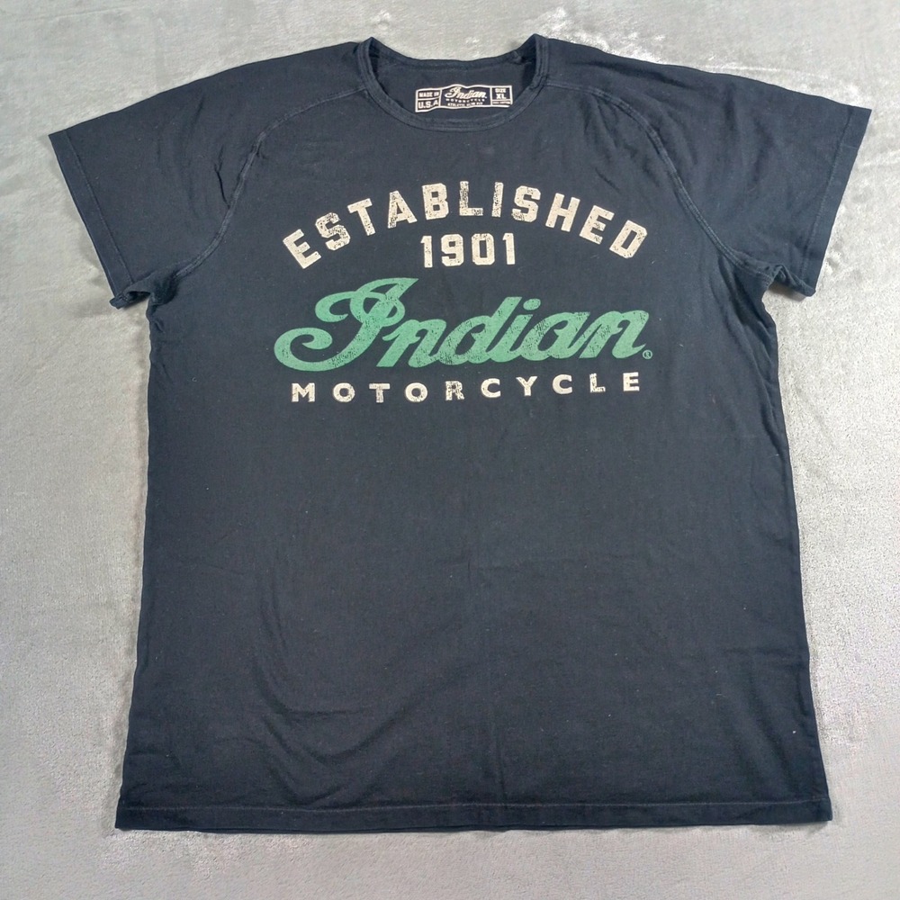 Indian Motorcycle T-Shirt Mens XL Black Graphic Tee Athletic Slim Made in USA